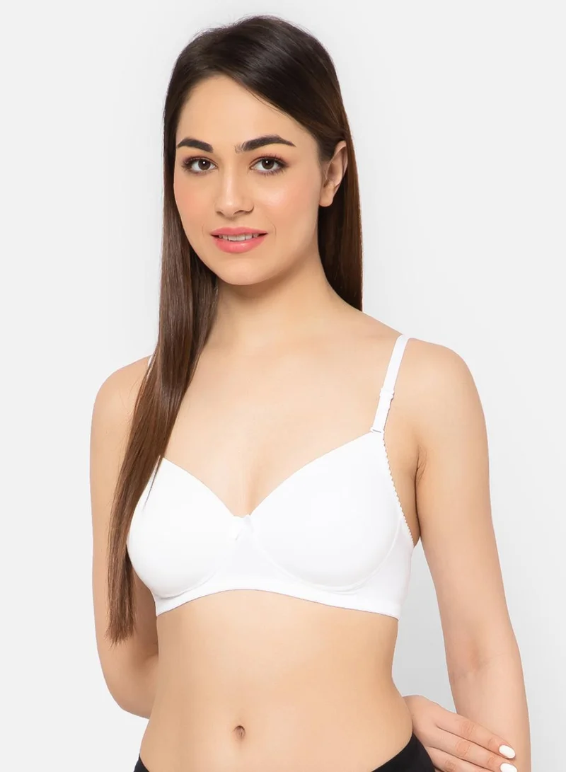 Clovia Padded Non-Wired Full Coverage Multiway T-shirt Bra in White